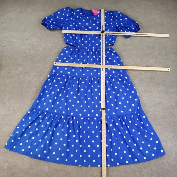 NWT Lilly Pulitzer Lyssa Dress Size 12 Blue Grotto Hunter Spot Cutout Tiered - Picture 2 of 15